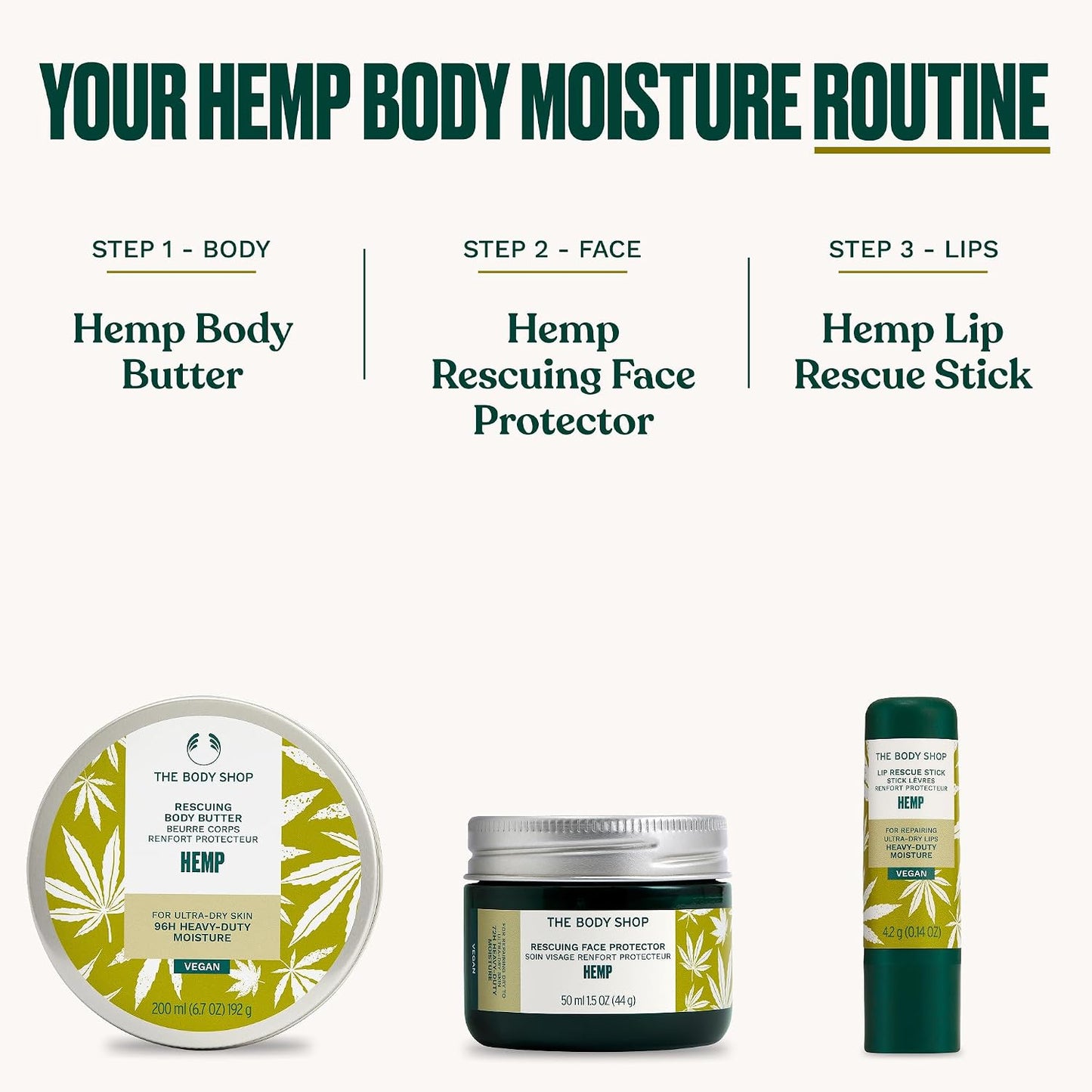 The Body Shop Hemp Rescuing Face Protector (1x 50ml), 72hr Hydrating Face Cream for Very Dry Skin, Vegan Daily Moisturiser with Hemp Seed Oil, Shea Butter &amp; Mango Seed Oil