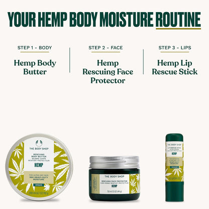 The Body Shop Hemp Rescuing Face Protector (1x 50ml), 72hr Hydrating Face Cream for Very Dry Skin, Vegan Daily Moisturiser with Hemp Seed Oil, Shea Butter &amp; Mango Seed Oil