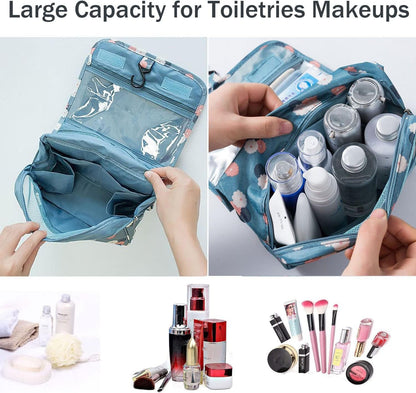Travel Toiletry bag, Hanging Toiletries Wash Bag Makeup Cosmetic Organizer Bags for Women Girls Kids Waterproof Foldable (Leopard Print)