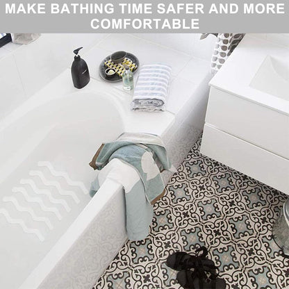 24 Pcs non slip bath stickers - wave shaped anti slip bath stickers - transparent self adhesive non slip shower stickers - suitable for bathtubs, stairs, shower rooms, and other slippery surfaces