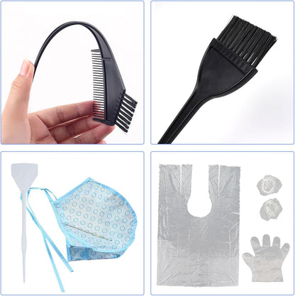 SKHAOVS 15 Pcs Hair Highlighting Kit, 4 Hair Color Reusable Highlighting Caps with Coloring Hair Hook Hair Dye Comb Hair Dye Brushes Shawl Gloves Frosting Cap (Blue)
