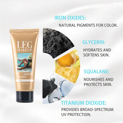 Leg Makeup Waterproof No Transfer, Leg and Body Scar Cover up Makeup for Varicose Veins Black Skin with Brush (#2 Medium Golw,3.38 FL OZ)