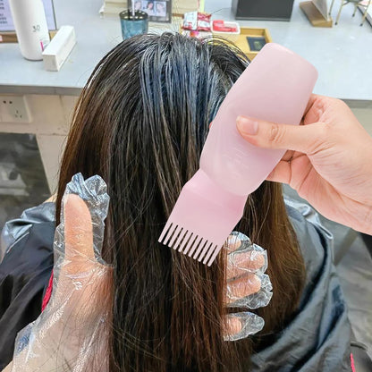 Hair Oil Applicator Set, 3 Pieces Hair Coloring Brush Bottle with Graduated Scale, 1 Scalp Massage Brush,for Hair Root Color