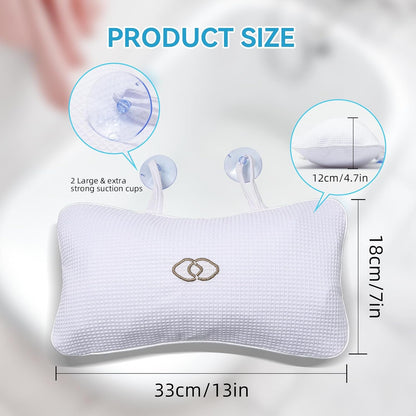 YUET Anti-slip Non-Slip Bathtub Pillow Home Spa Bath Inflatable Cushion Head Neck Back Shoulders Rest Relax Suction Cup Bathroom Support for Hot Tub Luxurious Headrest