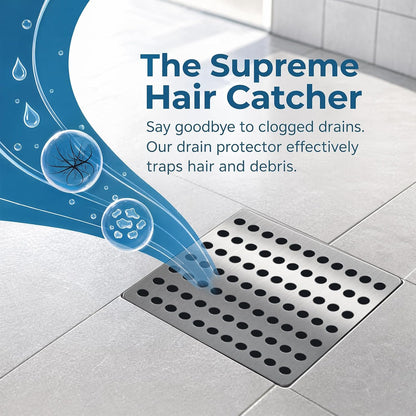 2 Pack Premium Stainless Steel Drain Cover - 15x15cm Square Outdoor Rustproof Drain Guard with 0.7cm Mesh Holes for Leaves &amp; Debris, Heavy Duty Grid Covers for Garden &amp; Shower