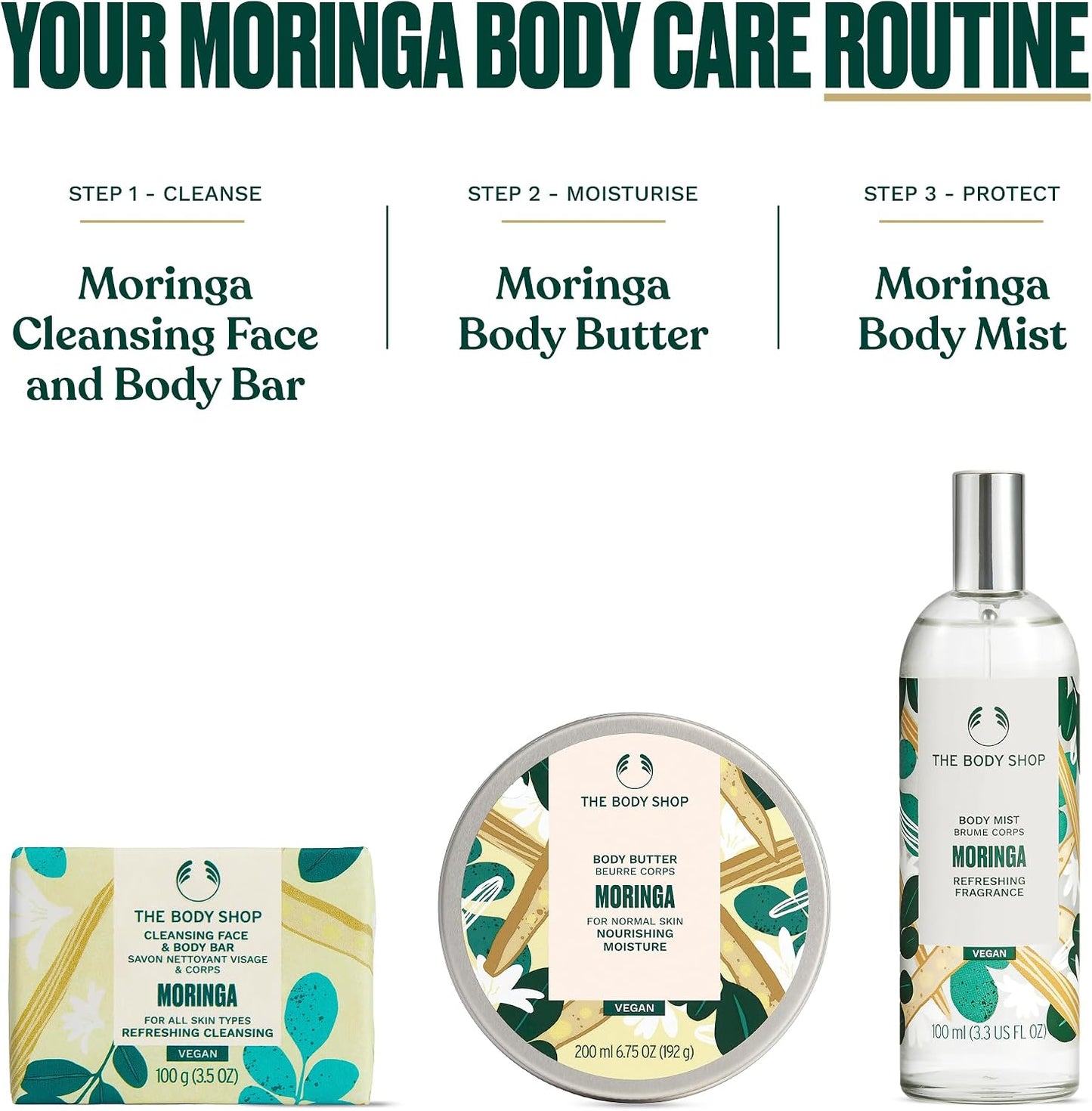 The Body Shop Moringa Body Butter (1x 200ml), Rich Nourishing Body Cream for Dry Skin, 96H Moisturising Body Butter, Floral Scented Butter for Softer Skin, Ultra-Hydrating Vegan Skincare