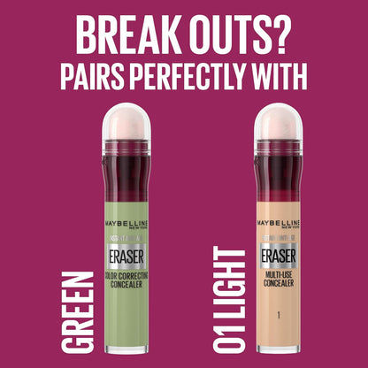 Maybelline Concealer Instant Anti Age Eraser Eye Concealer, Dark Circles and Blemish Concealer, Ultra Blendable Formula Dermatologist Tested &amp; Suitable for Sensitive Skin 01 Light