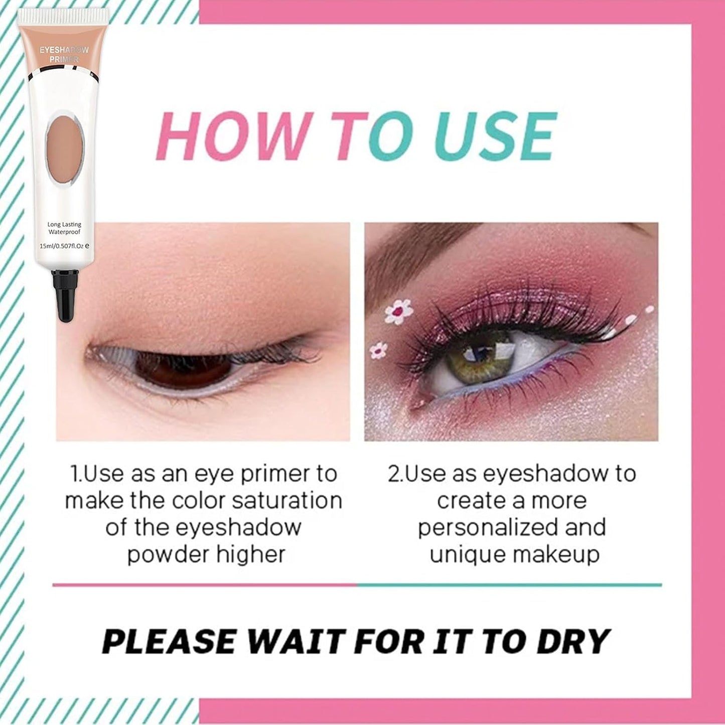 LYNTYAOU Eyeshadow Primer, Eye Primer, Long Lasting Waterproof Pigment Base for Eyeshadow, 24 Hours Smudge-proof Professional Primer Cream, Enhance Eye Color Cut-crease Eye Makeup(Skin Color)