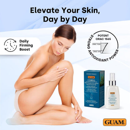GUAM Seaweed Anti Cellulite Cream for Women with Peptides &amp; Minerals - 100ml Skin Tightening Body Cream for Stubborn Areas on Thighs, Stomach &amp; Buttocks, Firming, Hydrating &amp; Elasticity Support