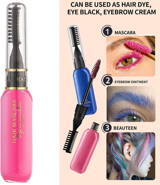 Pink Hair Chalk, Temporary Hair Dye, Coloured Hair Mascara for Kids Women, Pink Hair Spray Wash Out, Hair Colour Spray for Party Birthday Halloween Christmas Stage