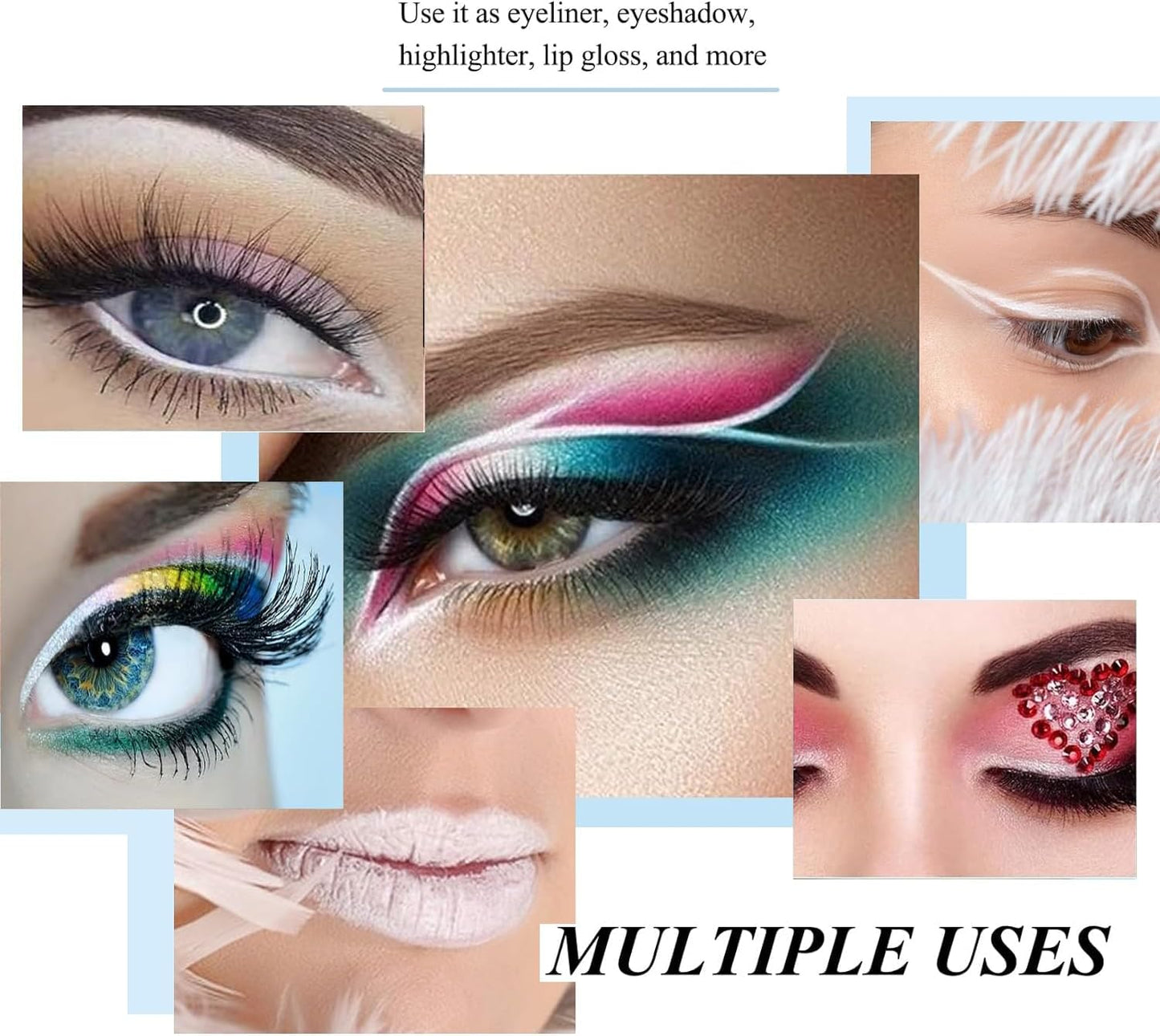 DEJIN White Eye Pencil - 12 Pcs, Eyeliner, Makeup Pencil - For Beginners &amp; Professionals, With Sharpener