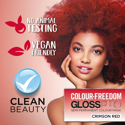 Colour-Freedom Gloss Pro 150ml Crimson Red Semi-Permanent Hair Colour - Ultra-Vibrant Vegan Colour Mask with PurePlex | Ammonia Free Colour Lasts Up To 6-10 Washes