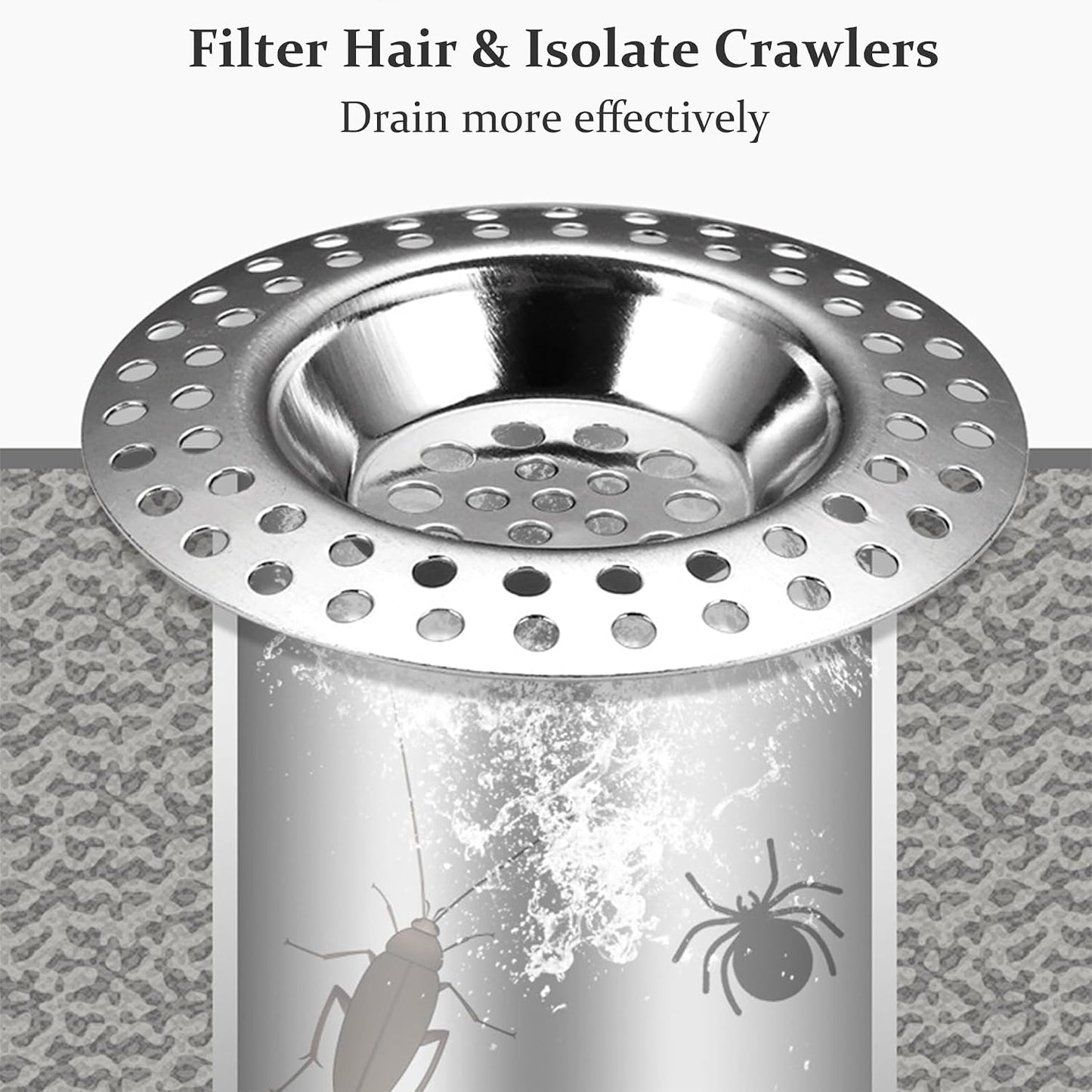 Stainless Steel Kitchen Sink Strainer Plug, Standard Strainer Drain Protector Hair/Food Catcher for Bathroom, Kitchen, Shower (External Diameter 7.6cm, Inner Diameter 4.5cm, Pack of 2)