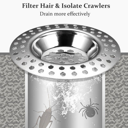 Stainless Steel Kitchen Sink Strainer Plug, Standard Strainer Drain Protector Hair/Food Catcher for Bathroom, Kitchen, Shower (External Diameter 7.6cm, Inner Diameter 4.5cm, Pack of 2)