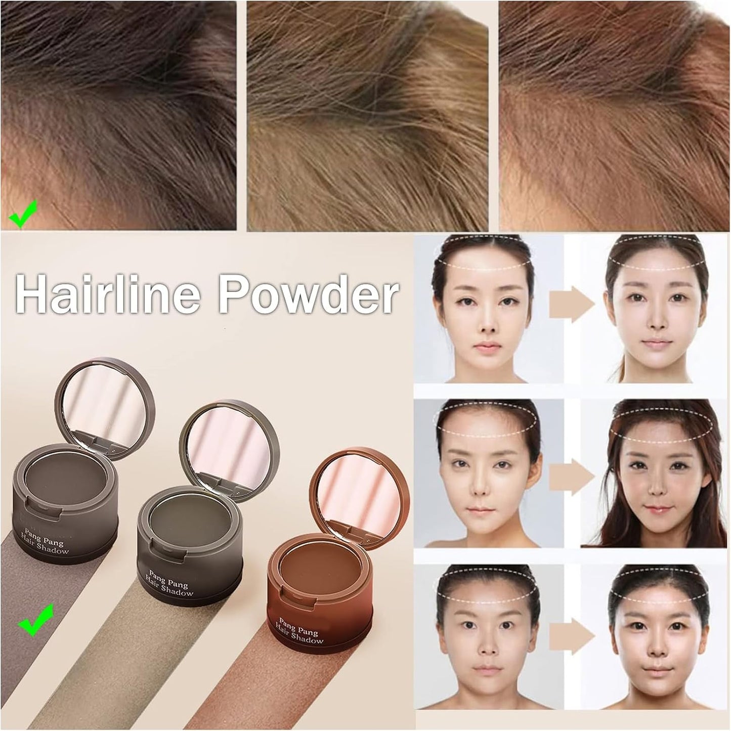 Hairline Powder Hair Shadow Powder,Natural Brown Hair Root Dye Shadow Cover, Instantly Windproof Sweatproof Hair Touch-Up for Thin Hair Grey Hairline Quick Cover Unisex