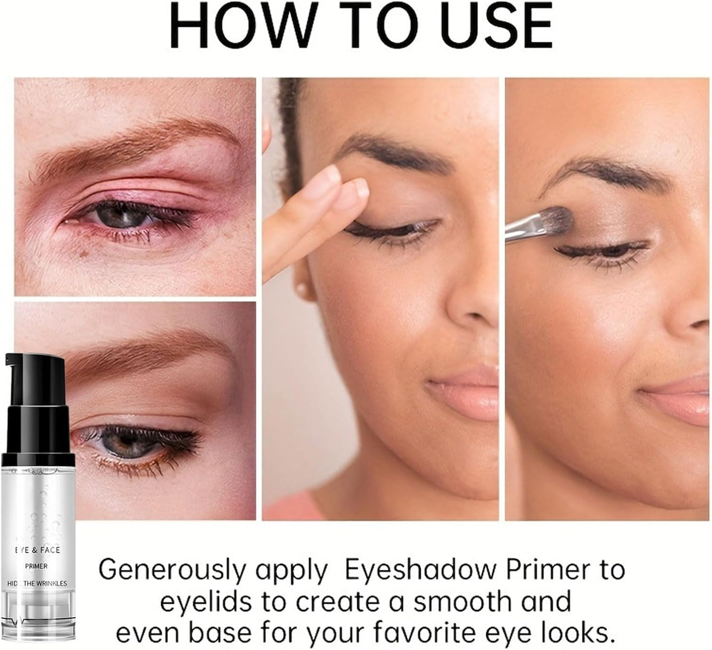 Eyeshadow Primer, Eye Primer, Long Lasting Waterproof Pigment Base for Eyeshadow, 24 Hours Smudge-proof Primer Cream, Hide Wrinkles Transparent Eye Makeup Primer