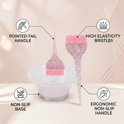Salon Tint Brush Comb with Mixing Bowl for Hair Bleaching &amp; Colouring | Hair Dye Brush Set, ABS+Nylon,