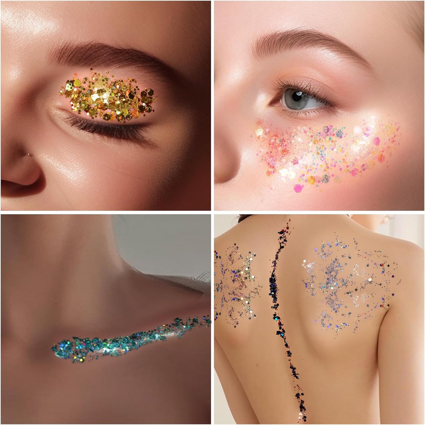 Teenitor Body Glitter Face Glitter Festival Hair Glitter Gel, 12 Colors of Glitter Gel for Face and Body Hair Makeup Rave