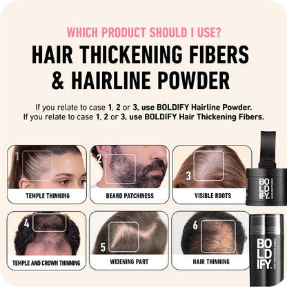 BOLDIFY Hair Fibers - Fill In Thinning and Fine Hair for an Instantly Fuller, Thicker Look - 14 Shades for Women &amp; Men