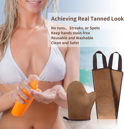 Sibba 2 Pack Tanning Back Lotion Applicator Kit, Mini Self Tan Mitt, Back Buddy Lotion Applicator for Back Self Applicator Work with Self Tanning Mitts When Apply Tanning Lotion