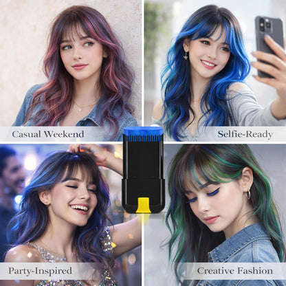Temporary Hair Dye Pen Washable Hair Colour Stick Quick Drying Disposable Colour for Halloween Cosplay DIY Styling Girls Boys — Vibrant Non Sticky Easy Clean Creative Styling