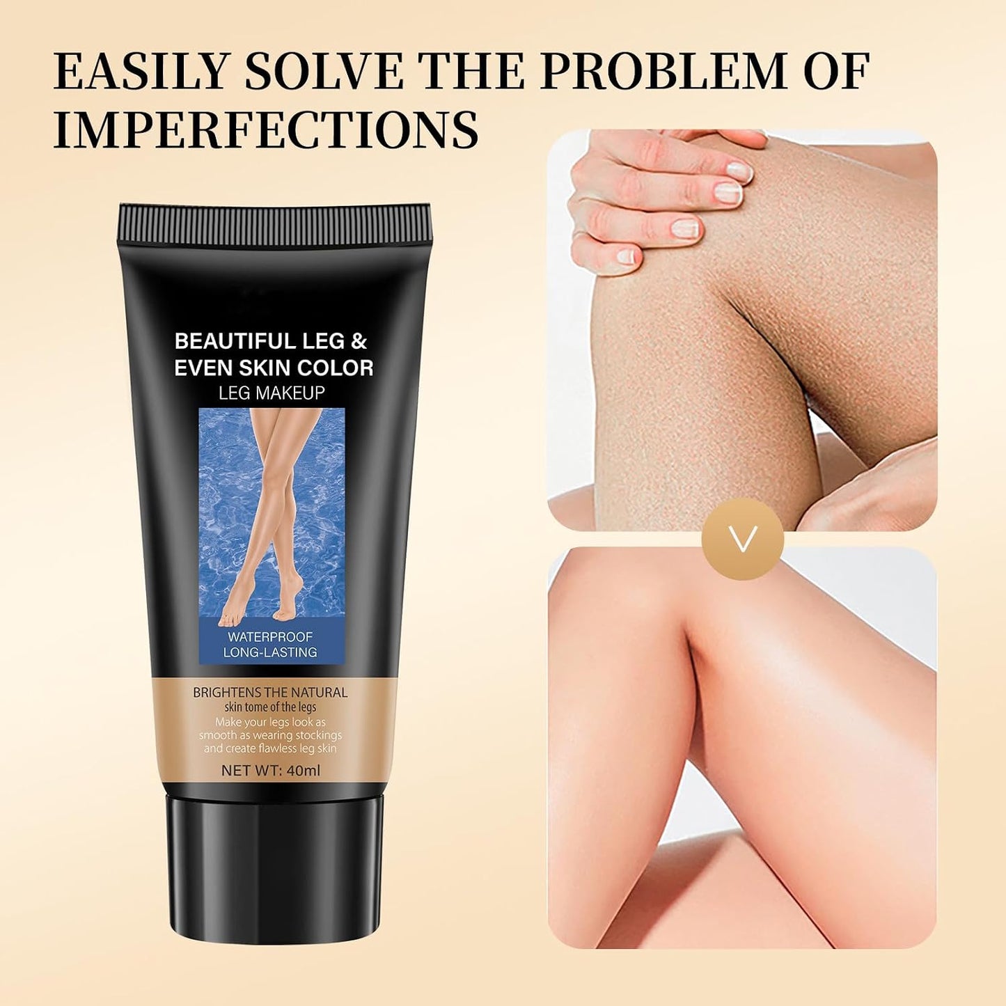 Body Coverage Perfector with Extra Large Brush, Leg Makeup Waterproof No Transfer, Body Perfector, Leg and Body Makeup, Tattoo Cover up Makeup, Leg Make Up, Body Concealer for Mature Skin (Natural)