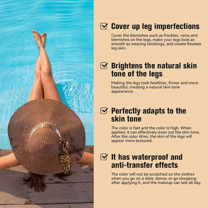 Leg Makeup Waterproof No Transfer,Leg and Body Scar Cover up,Tattoo Cover Up Makeup Waterproof,Long Last Body Foundation (With Brush)