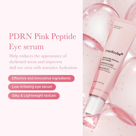 medicube Eye Cream with Salmon DNA PDRN &amp; Pink Peptides | 99% Purity Retinol for Fine Lines | PDRN &amp; Niacinamide Eye Serum for Uneven Skin Tone | Korean Skincare, 1.01 fl.oz
