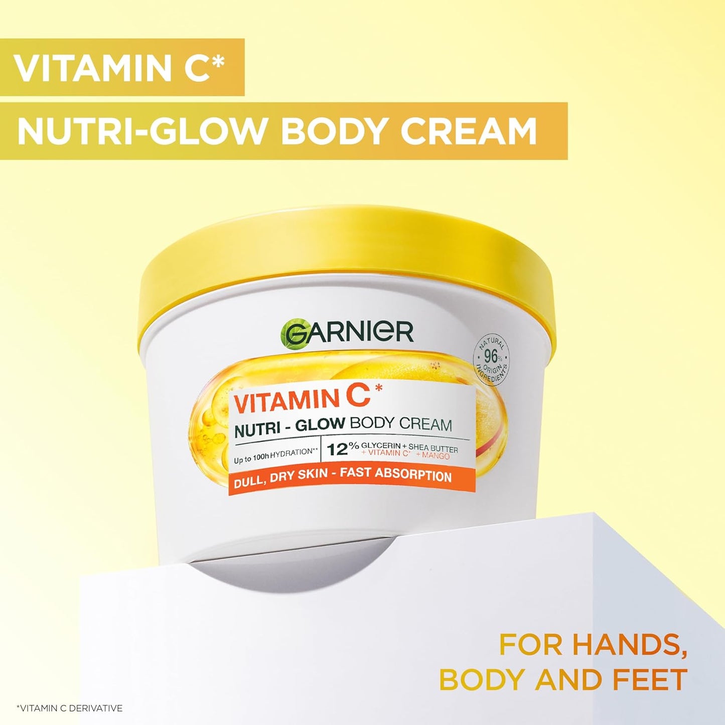 Garnier Vitamin C* Nutri – Glow Body Cream, for Dry &amp; Dull Skin, Fast absorbing, Vegan Formula, Instant Skin Hydration, Approved by Cruelty Free International, 380ml