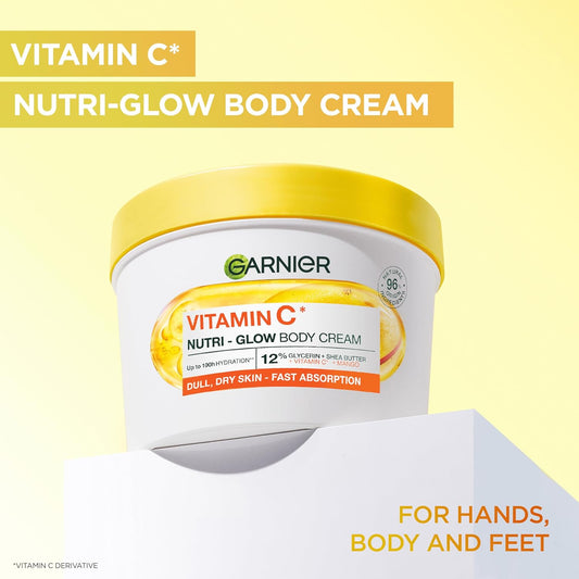 Garnier Vitamin C* Nutri – Glow Body Cream, for Dry &amp; Dull Skin, Fast absorbing, Vegan Formula, Instant Skin Hydration, Approved by Cruelty Free International, 380ml