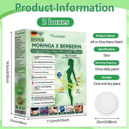 Moringa 10-in-1 Advanced Nano Microneedle Patches, 7Pcs Professional Microneedle Patches, Natural Slim Skin patche for Women and Men, Gentle for All Skin (2 boxes) B