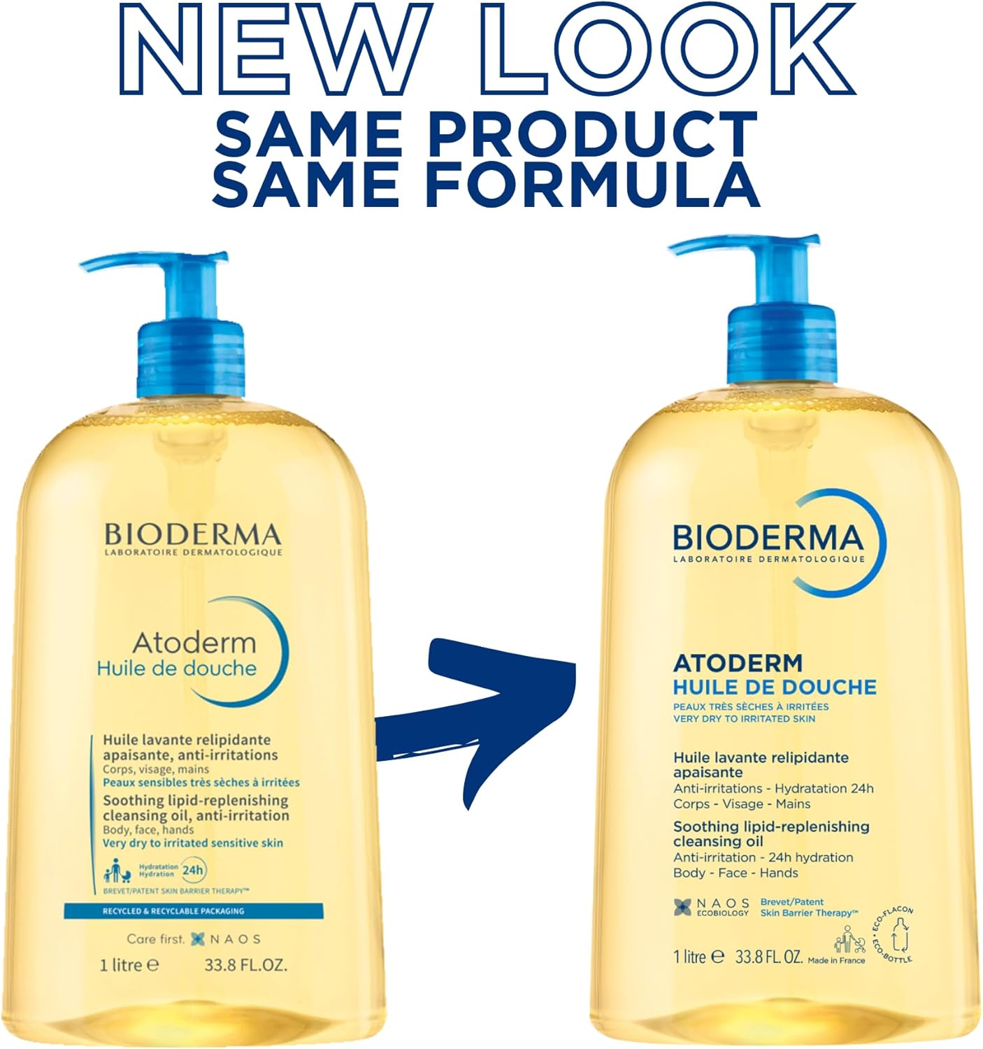 Bioderma Atoderm Body Wash Family (Women, Men and Kids) Moisturizing and Cleansing Shower Oil for Very Dry Sensitive Skin, 33.80 Fl Oz 1 Liter