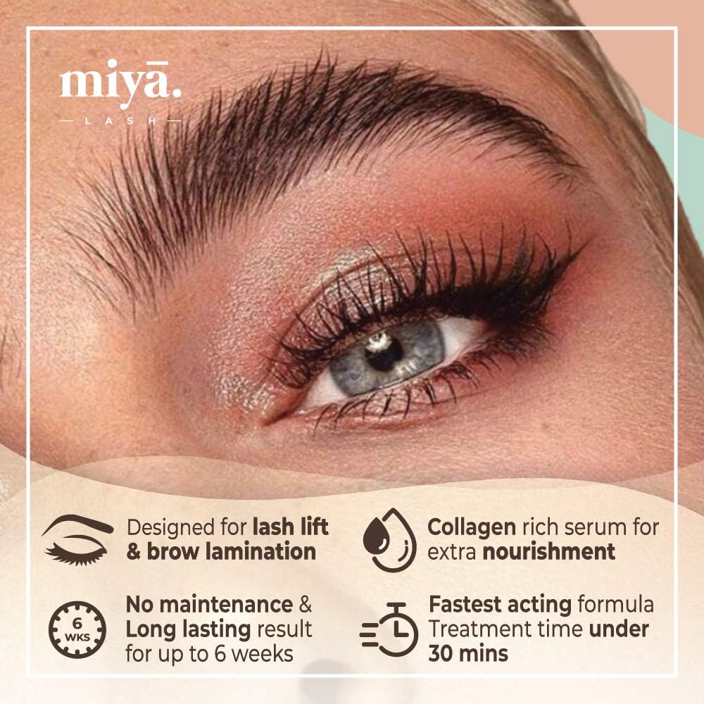 MIYA LASH 2 in 1 Lash Lift &amp; Brow Lamination Kit | Instant Fuller Eyebrows, Eyelashes | Salon Result lasts 8 weeks | Professional LVL, Perm, Laminate | Lash Lift Kit with Silicone Shields, Lash Picks