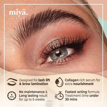 MIYA LASH 2 in 1 Lash Lift &amp; Brow Lamination Kit | Instant Fuller Eyebrows, Eyelashes | Salon Result lasts 8 weeks | Professional LVL, Perm, Laminate | Lash Lift Kit with Silicone Shields, Lash Picks