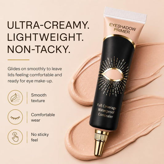 Under Eye Concealer for Mature Skin,Eyeshadow Primer, Pigment Base Eyes Primer, Full Coverage Matte Color Corrector for Dark Circles, Long Lasting Waterproof Eye Base,Crease-proof Makeup(01 IVORY)