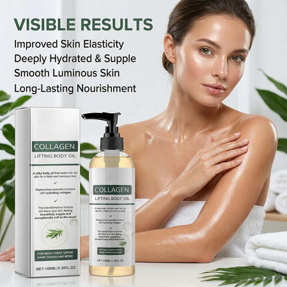 2PCS Collagen Lifting Body Oil, 100ML Firming &amp; Moisturizing Massage Oil for Skin Tightening, Scar, Wrinkle, and Stretch Mark Repair, Full Body Use