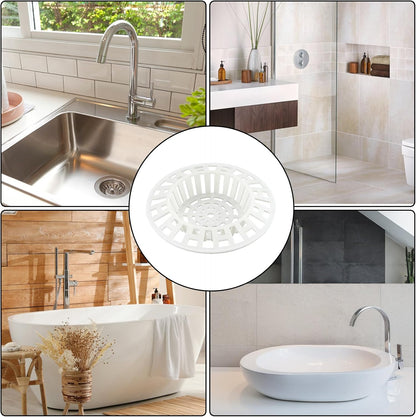 2 Pcs Plastic Sink Strainer, White Drain Hair Catcher Hair Plug Hole Plastic Lightweight Sink Filter Hair Trap Catch Waste Filter Plug Drain Filter Hair Stopper for Kitchen Bathroom Bathtub Shower