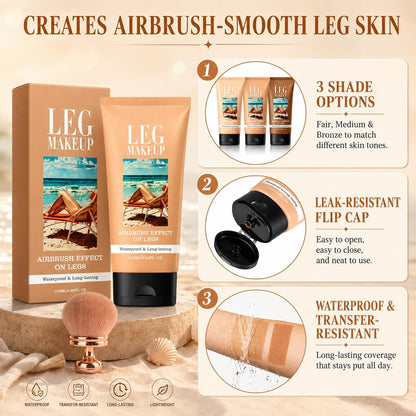 Body Coverage Perfector Waterproof, Leg Makeup Tattoo Cover Up Cream Full Coverage Foundation with Large Brush for Daily Wear