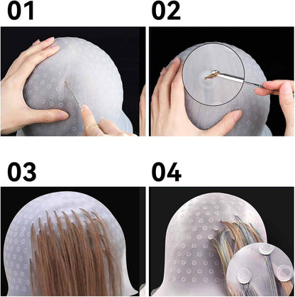 Highlighting cap,Highlight cap,Highlighting kit,Streaking cap,Highlight cap and hook kit,Hair highlighting cap,Hair cap for highlights,Highlights cap,Hair Cap for Highlights,for Girls Boys