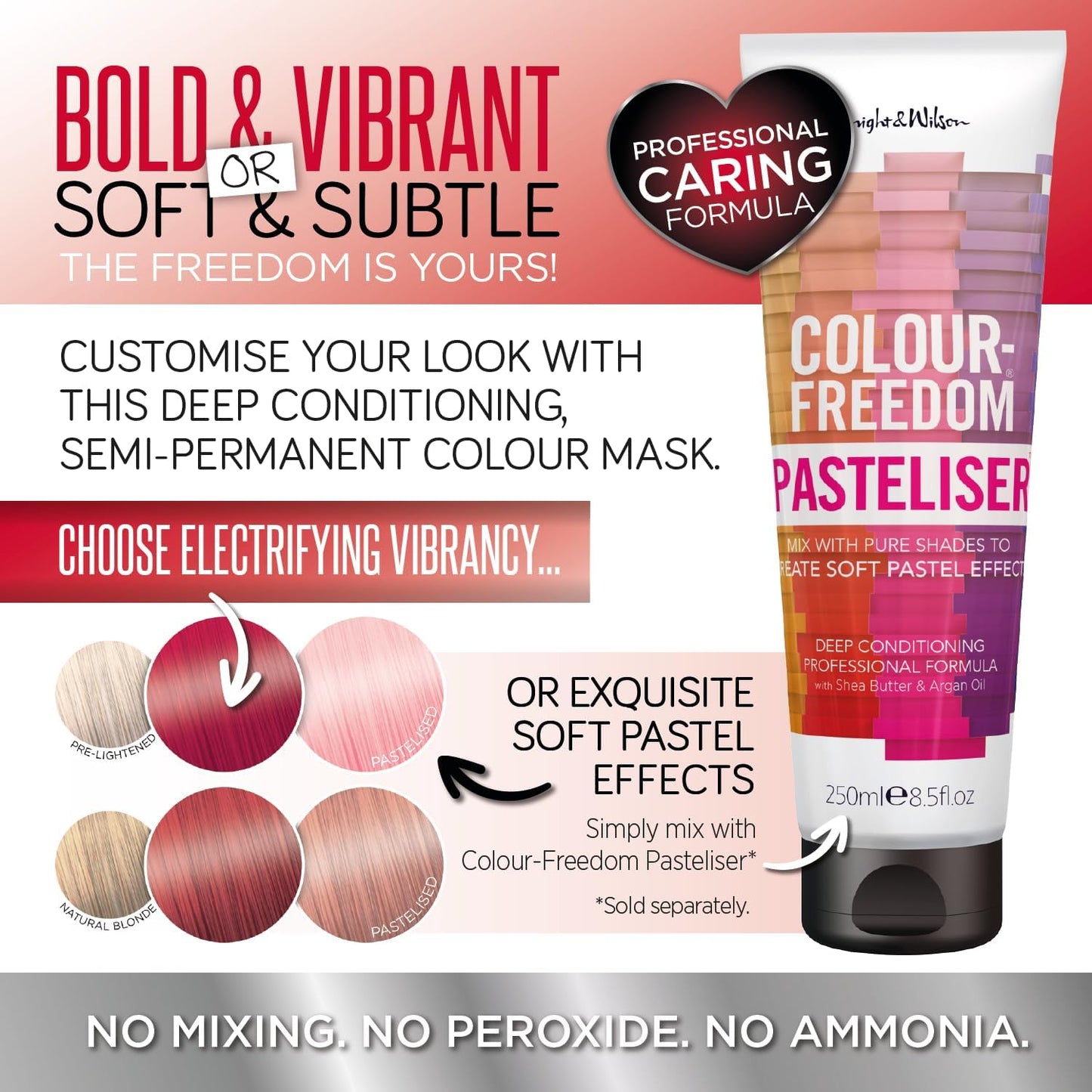Colour-Freedom Gloss Pro 150ml Crimson Red Semi-Permanent Hair Colour - Ultra-Vibrant Vegan Colour Mask with PurePlex | Ammonia Free Colour Lasts Up To 6-10 Washes