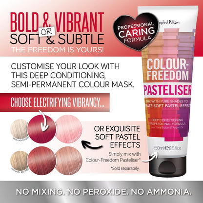 Colour-Freedom Gloss Pro 150ml Crimson Red Semi-Permanent Hair Colour - Ultra-Vibrant Vegan Colour Mask with PurePlex | Ammonia Free Colour Lasts Up To 6-10 Washes