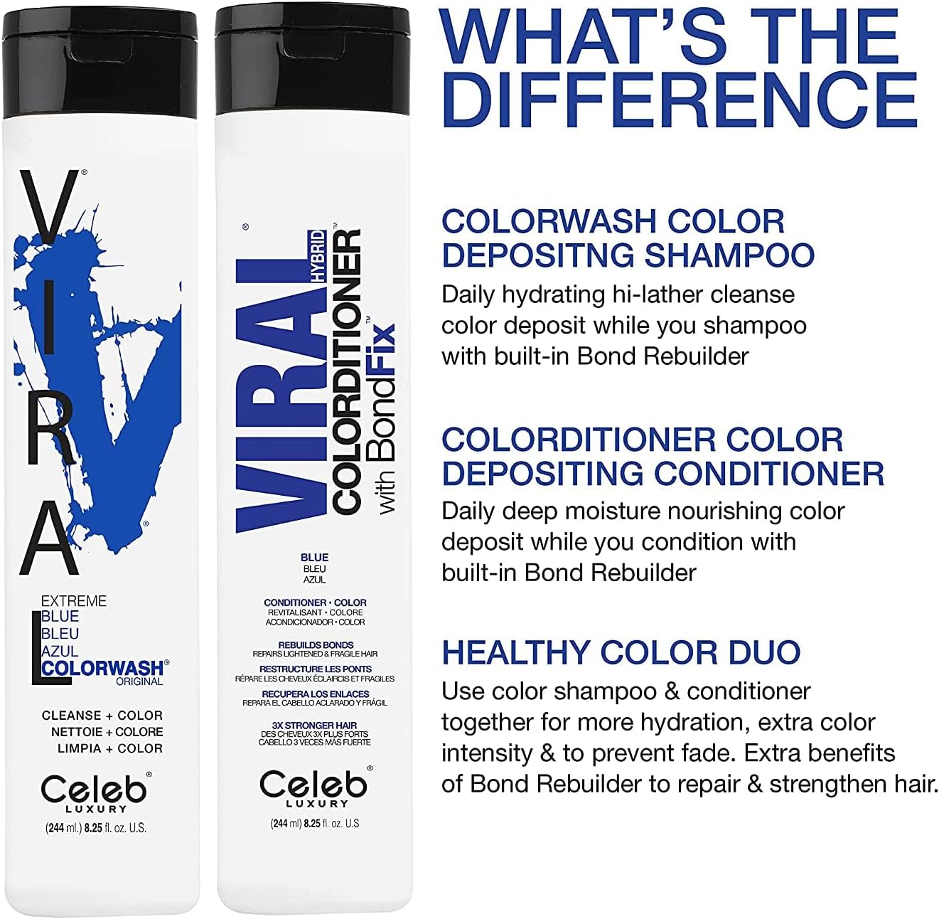 Celeb Luxury Viral Semi Permanent Colorwash Shampoo - Extreme Blue 240ml