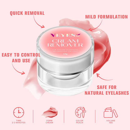 VEYES INC Cream Lash Remover for Lash Extensions 10g Low Irritation Eyelash Glue Remover Supplies for Lash es Techs Peach