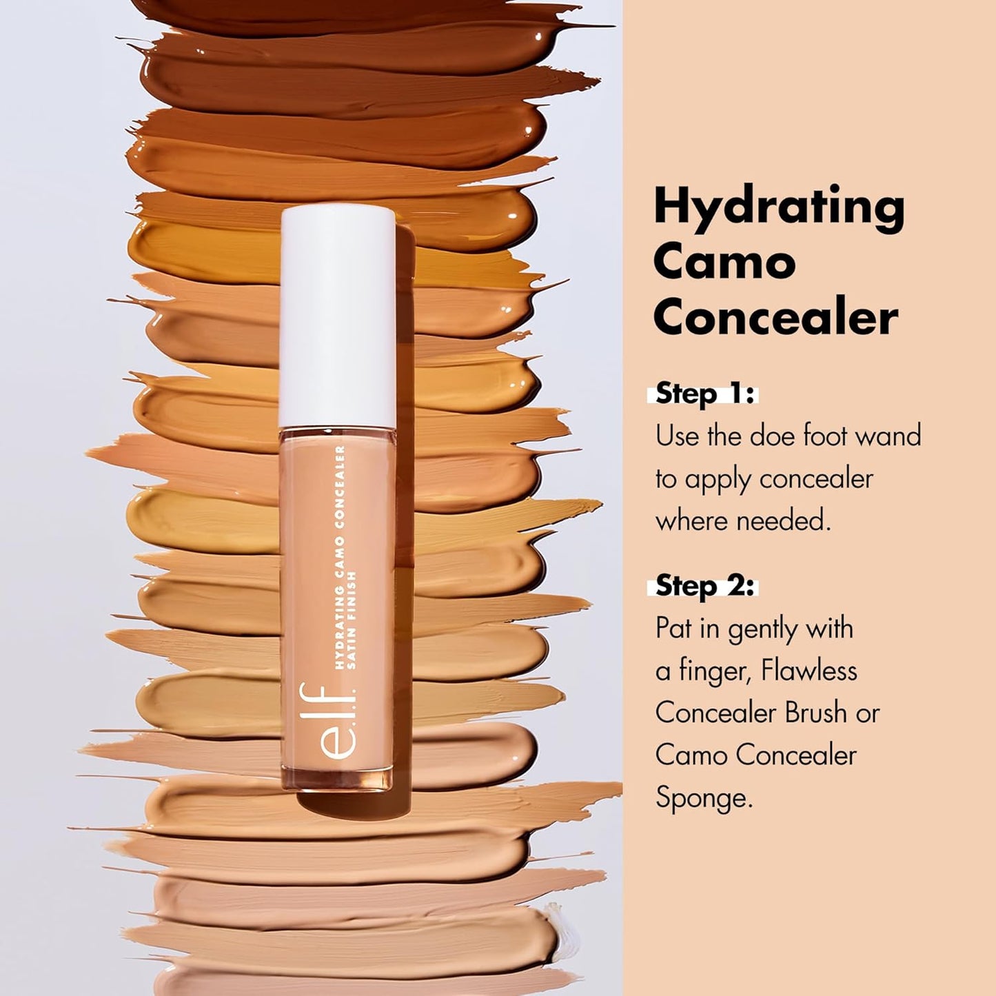 e.l.f. Hydrating Camo Concealer, Satin Finish, Conceals, Corrects &amp; Highlights, Fair Warm, 0.203 Fl Oz (6mL)
