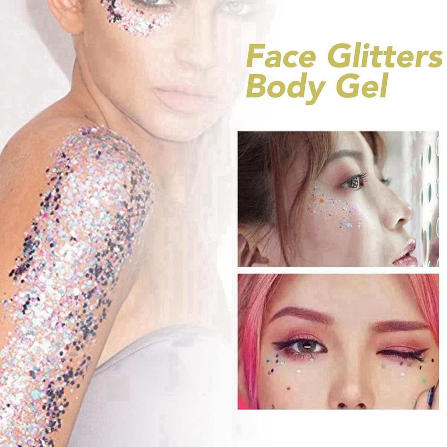 2pcs Body Glitter Glue - Long Lasting Face &amp; Body Glue For Festivals, Cosplay &amp; Beach Parties