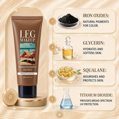 Miracle Da Paris Body Perfector Waterproof Tattoo Cover Up Makeup Full Coverage Leg Foundation Cream with Brush for Daily Wear and Events (Tan)