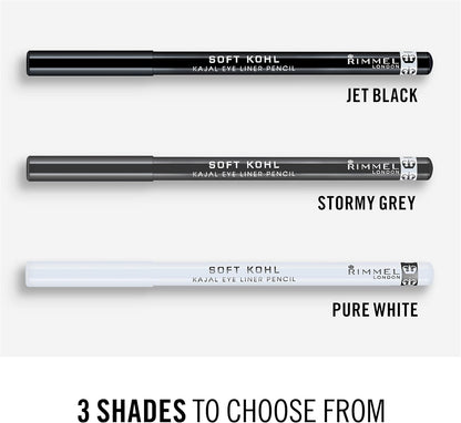 Rimmel Soft Kohl Kajal Professional Eyeliner Pencil, Intense Long-Lasting Colour, Up to 12 Hours Wear, Smudge Proof, 1.2 grams, Pure White