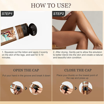 Leg Makeup Waterproof No Transfer, Leg Make Up to Cover Up Tattoo, Concealer Full Coverage for Mature Skin, Long-Lasting Leg and Body Scar Cover Up Makeup, Light Glow, Easy Application (Cocoa)