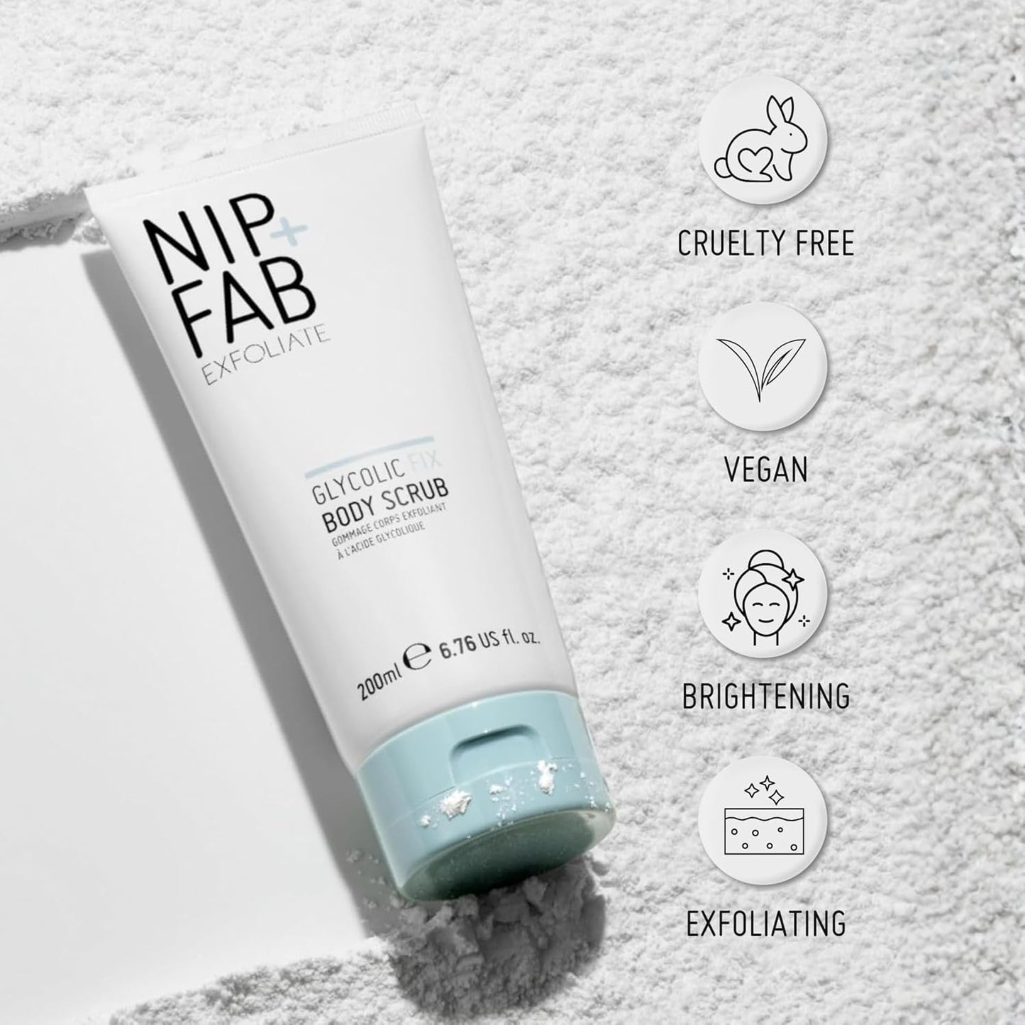 Nip + Fab Glycolic Fix Body Scrub, Made in the UK, Exfoliating Treatment with Glycolic Acid, 6.76 oz (200 ml), Smooths and Refines Skin, Ideal for Rough and Bumpy Skin, For Radiant Skin