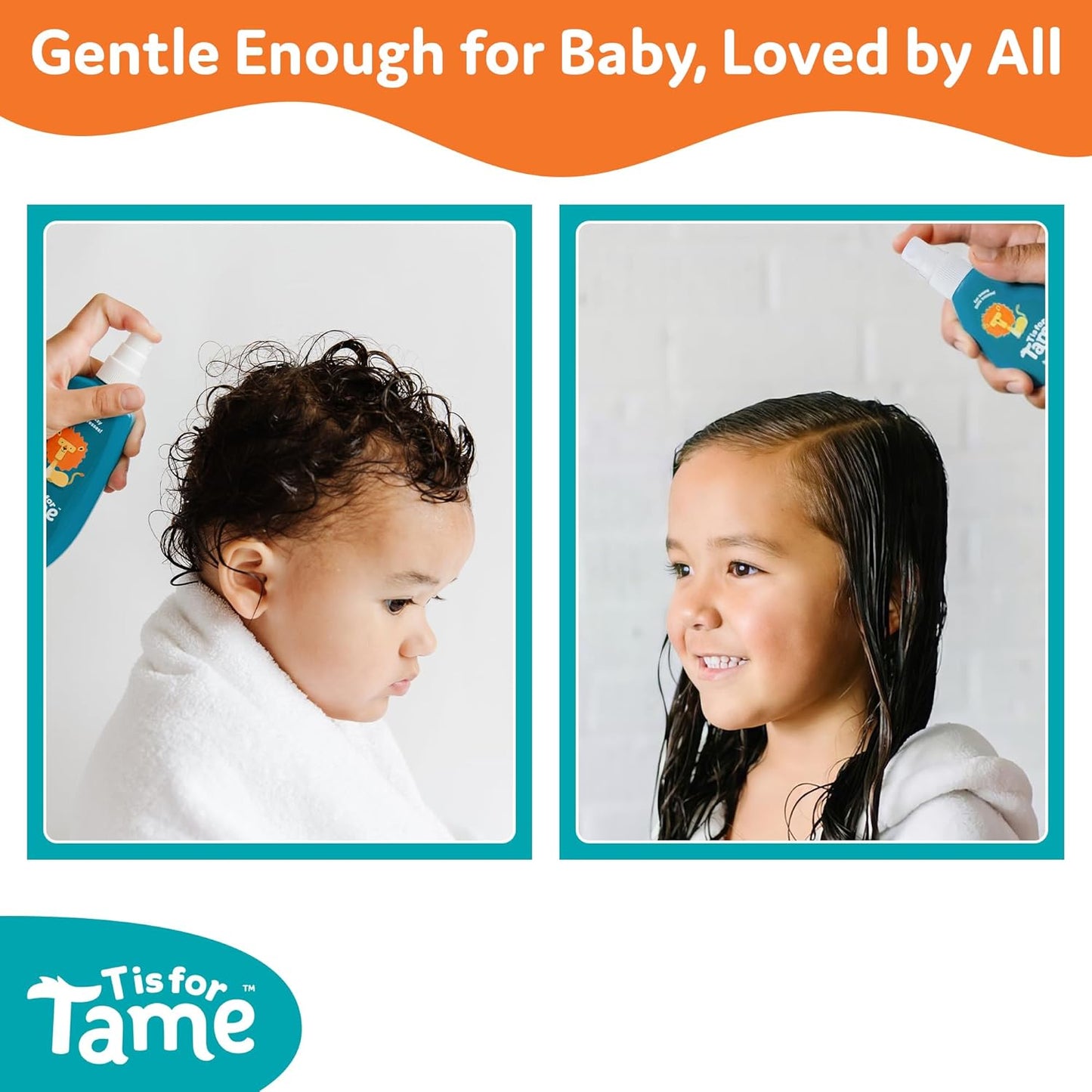 T is for Tame Detangler - Taming and Detangling Spray for Babies, Toddlers &amp; Kids – Effortlessly Untangles Knots, Calms Frizz &amp; Static for Smooth, Manageable Hair. 125mL